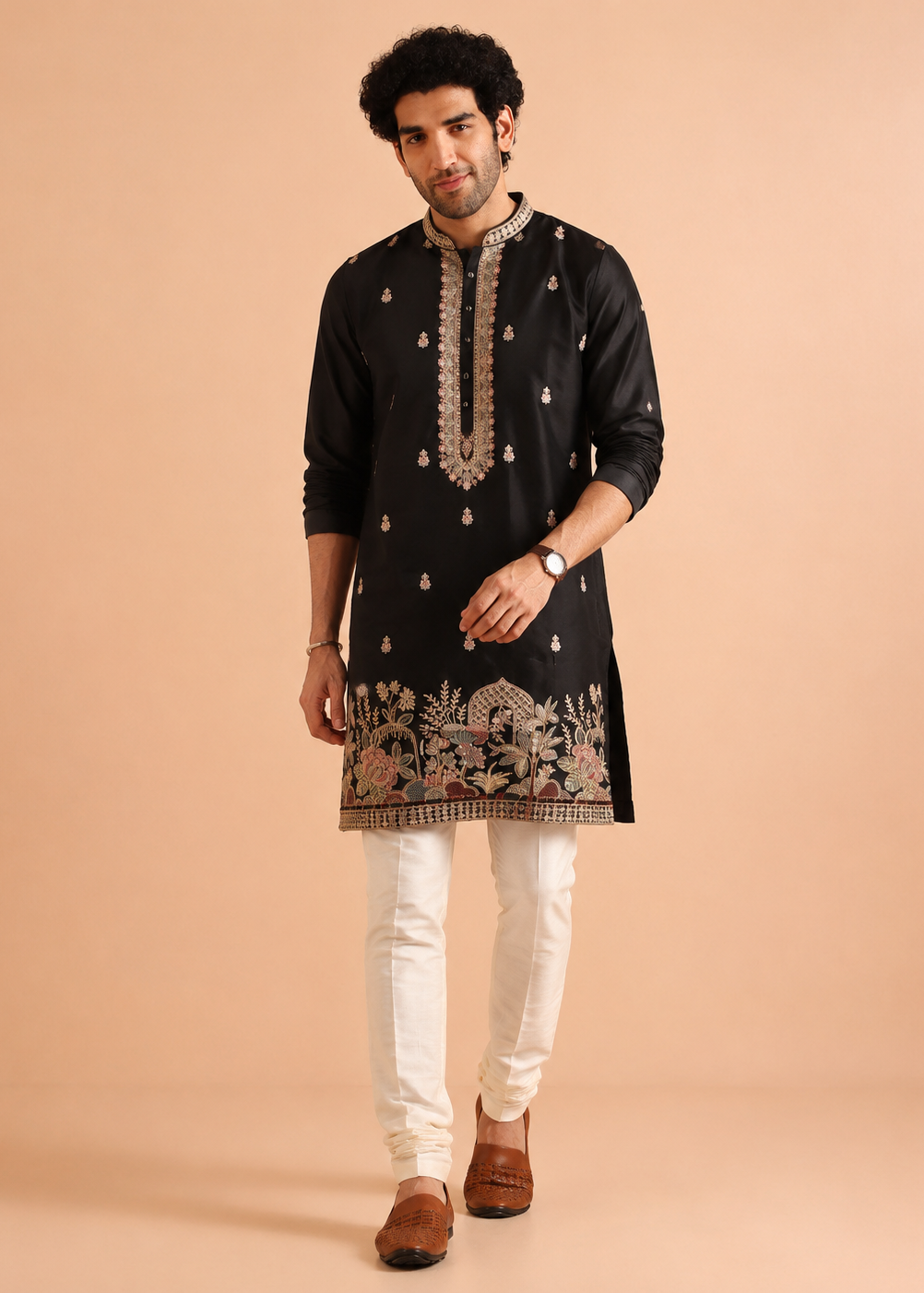 Black Zari Embroidered Kurta Trouser Set