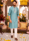 Sky Blue Embroidered Kurta Pajama Set