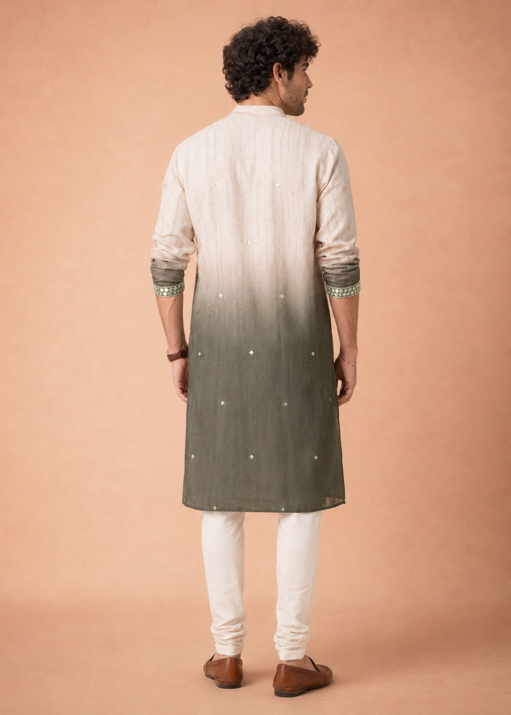 Men Ombre Embellished Sequinned Kurta Trouser Set