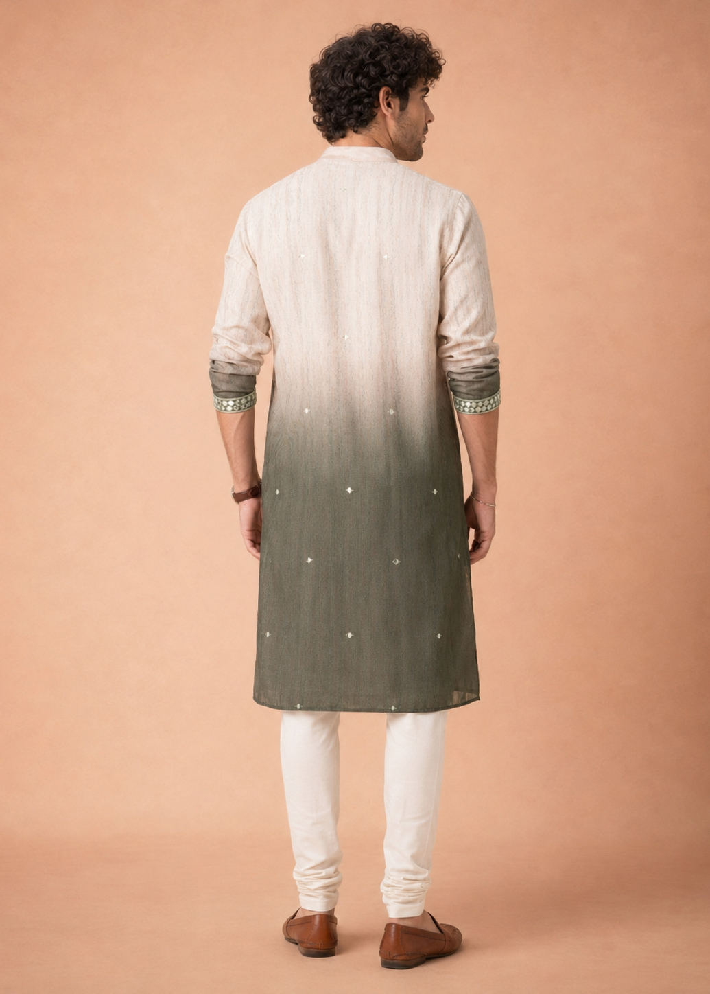 Men Ombre Embellished Sequinned Kurta Trouser Set