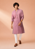 Dusty Rose Mirrorwork Embroidered Kurta Trouser Set
