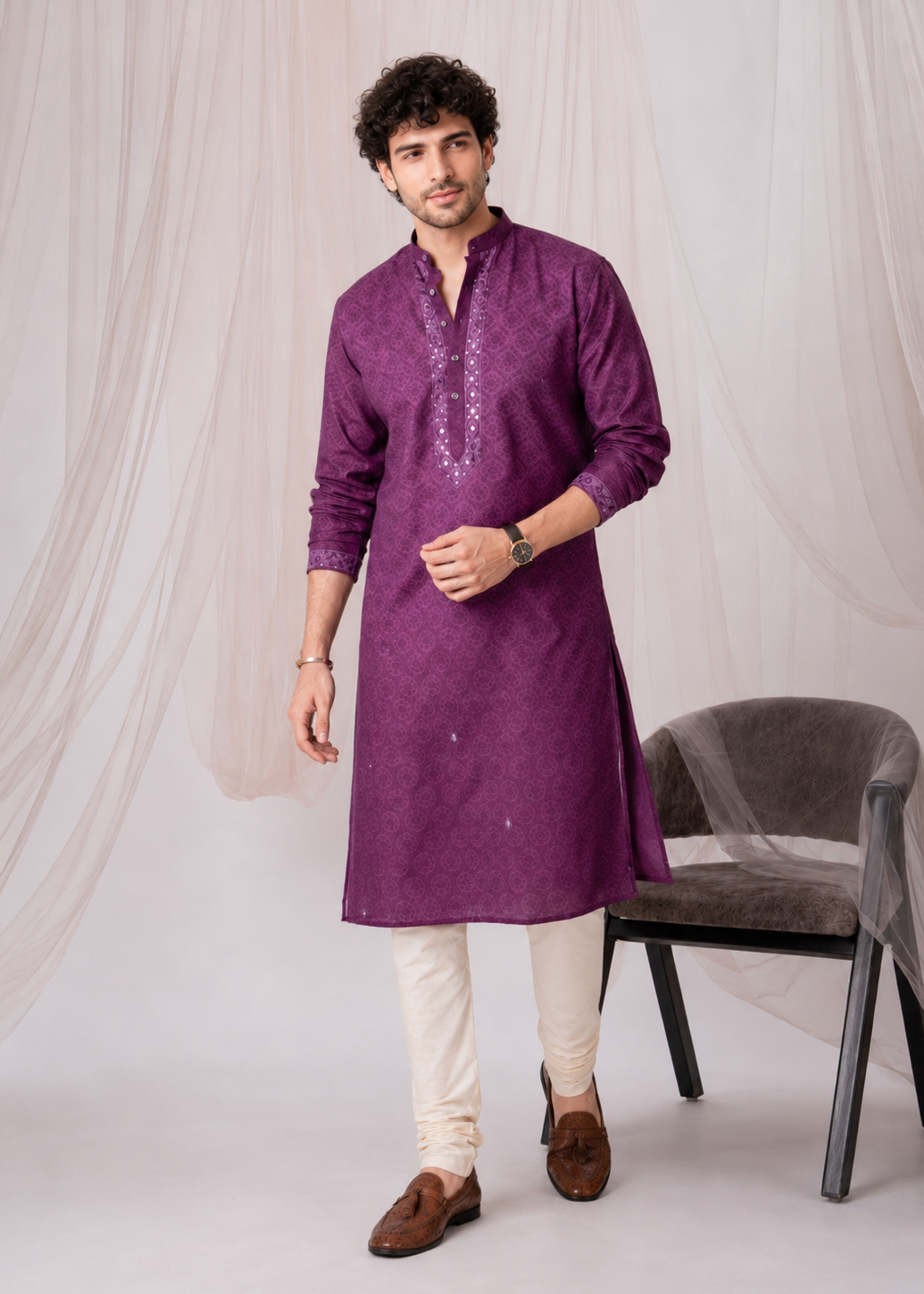 Purple Majesty Festive Kurta Trouser Set