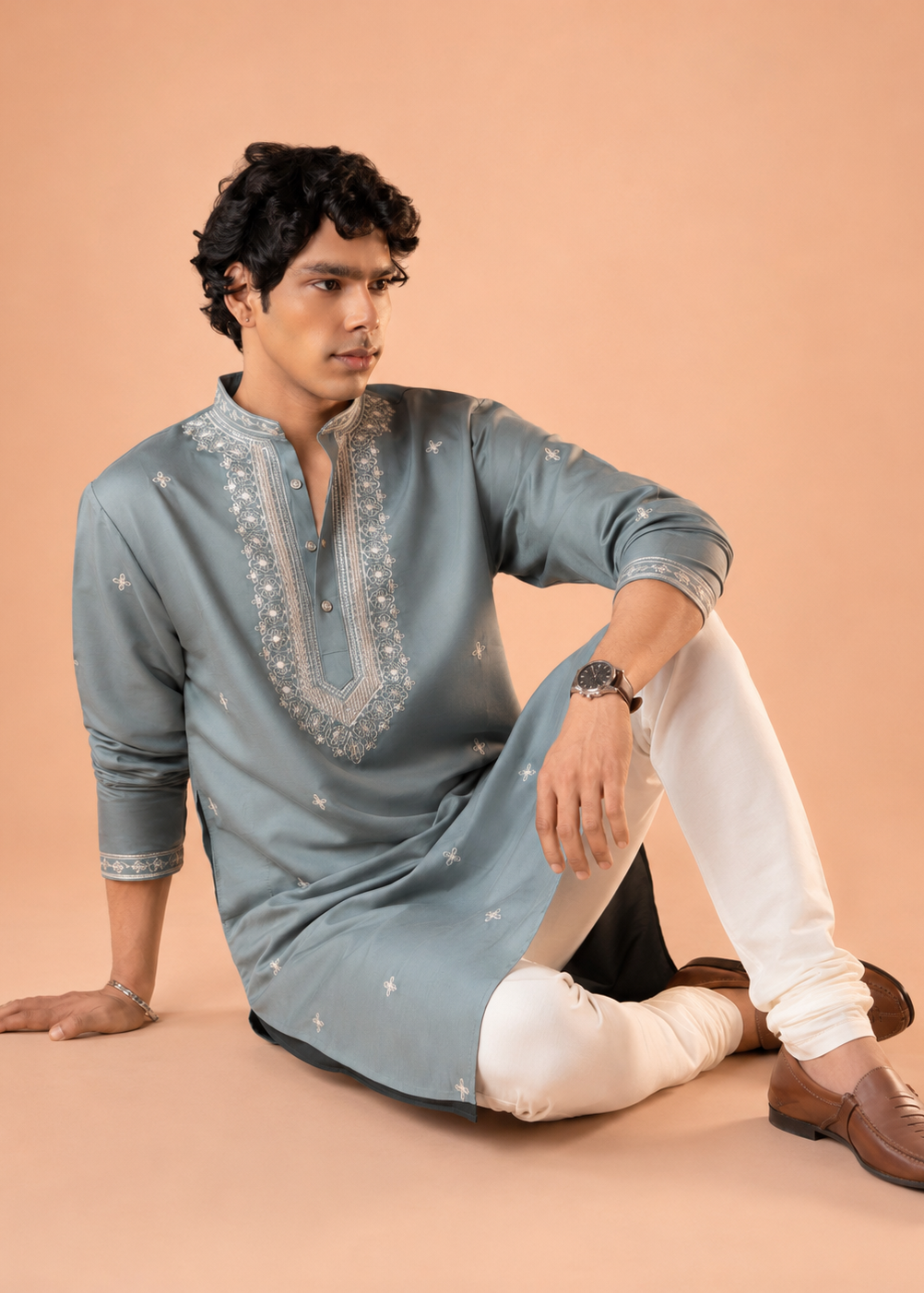Sage Mist Embroidered Kurta Trouser Set