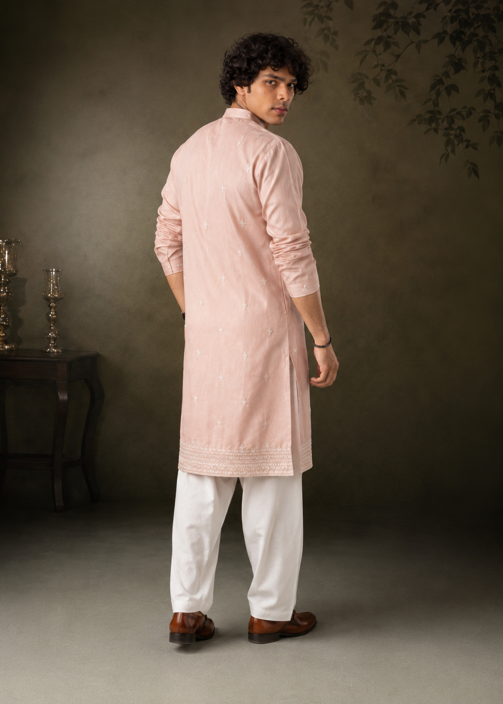 Blush Pink Embroidered Kurta Trouser Set