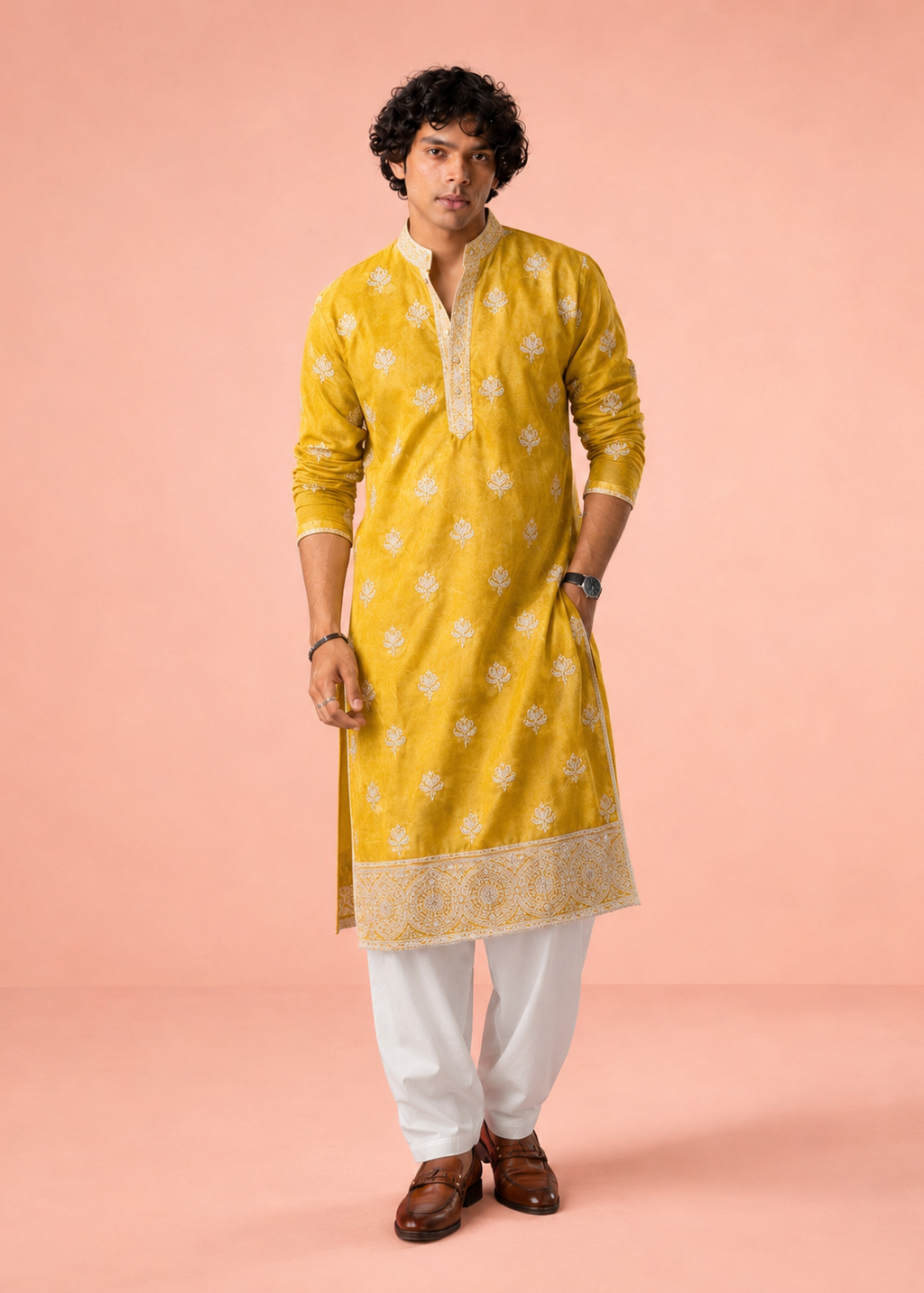 Rich Marigold Yellow Kurta Trouser Set