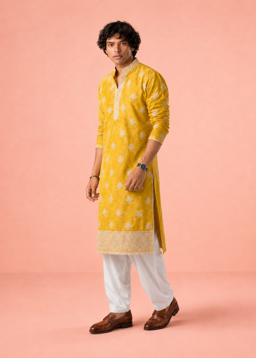 Rich Marigold Yellow Kurta Trouser Set