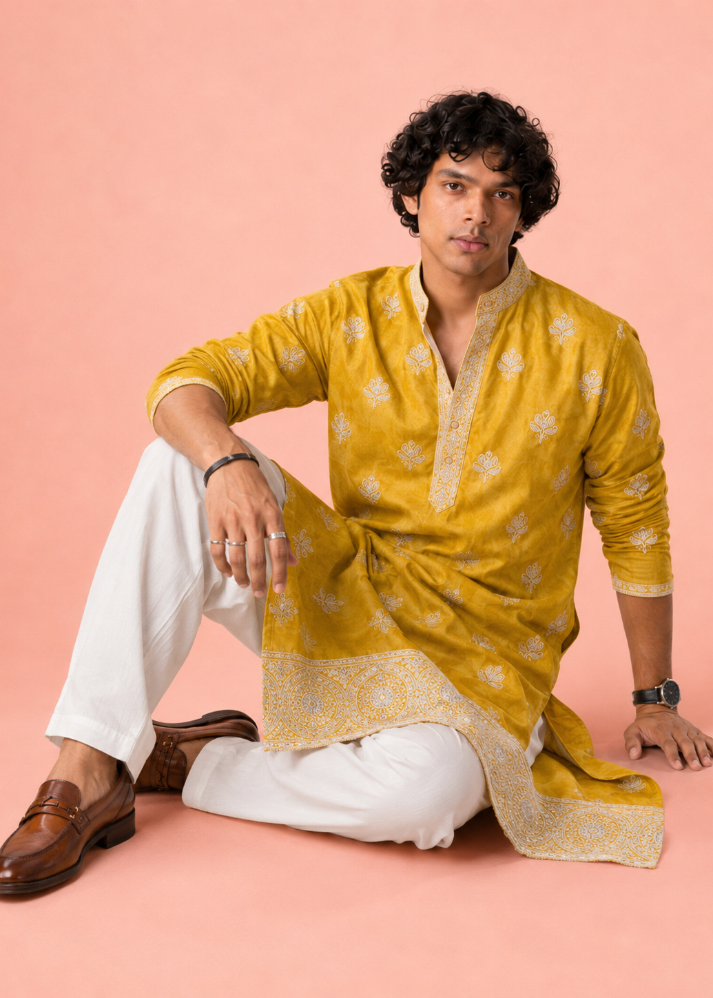 Rich Marigold Yellow Kurta Trouser Set