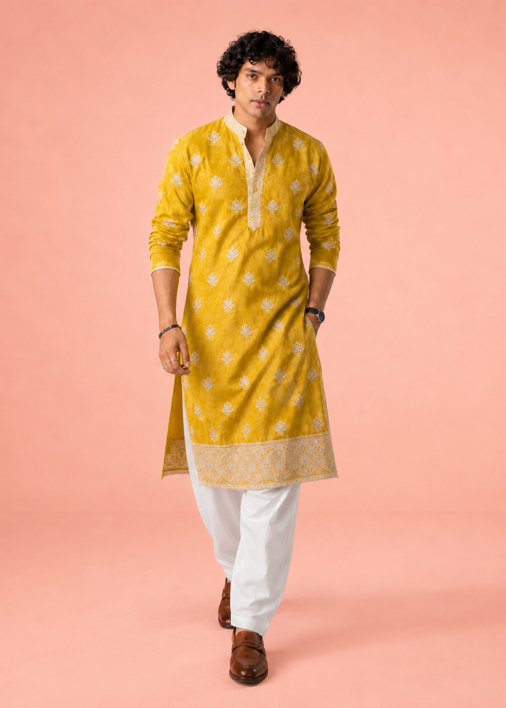 Rich Marigold Yellow Kurta Trouser Set