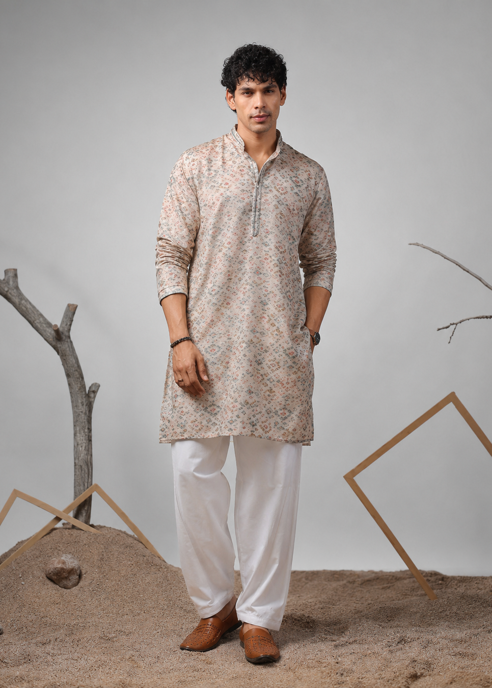 Sandstone Motif Kurta Trouser Set