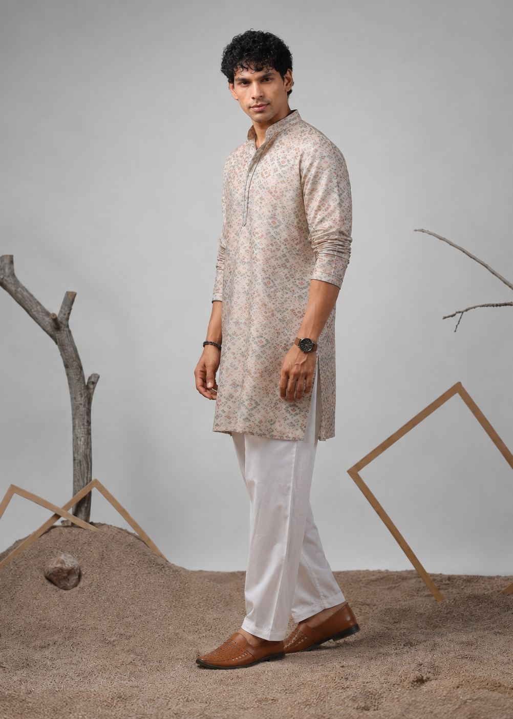 Sandstone Motif Kurta Trouser Set