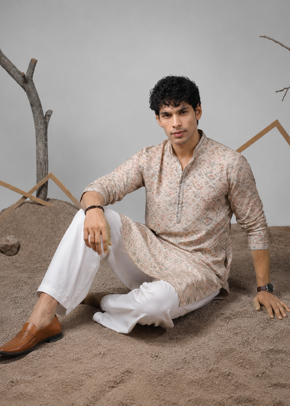 Sandstone Motif Kurta Trouser Set
