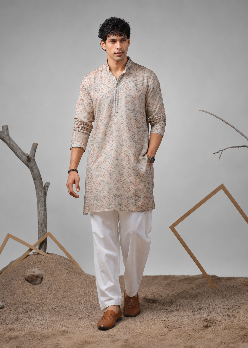Sandstone Motif Kurta Trouser Set