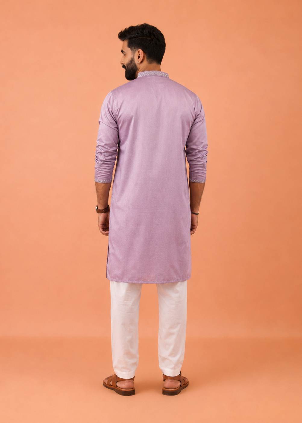 Men Pink Kurta Trouser Set