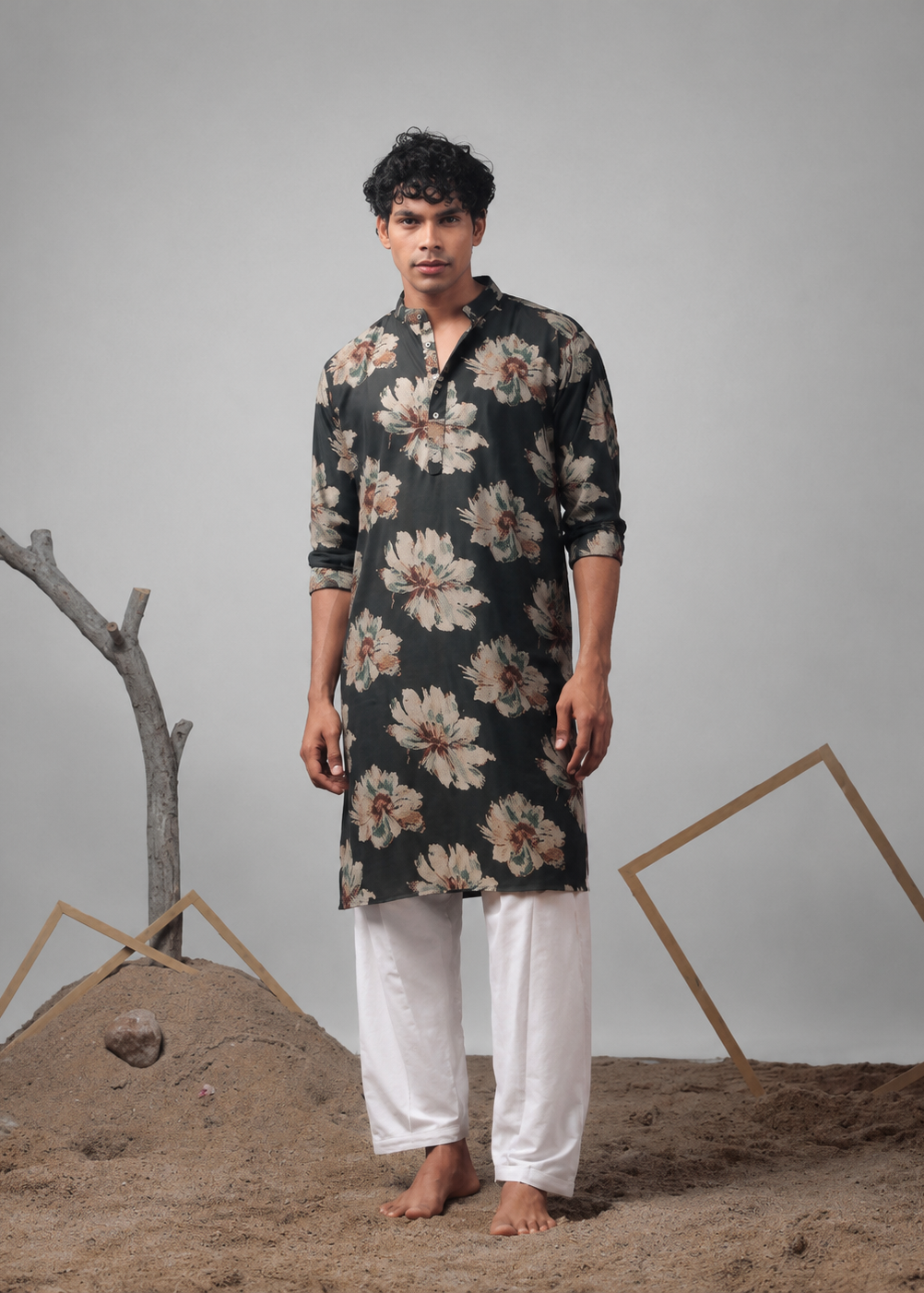 Midnight Bloom Floral Kurta Trouser Set