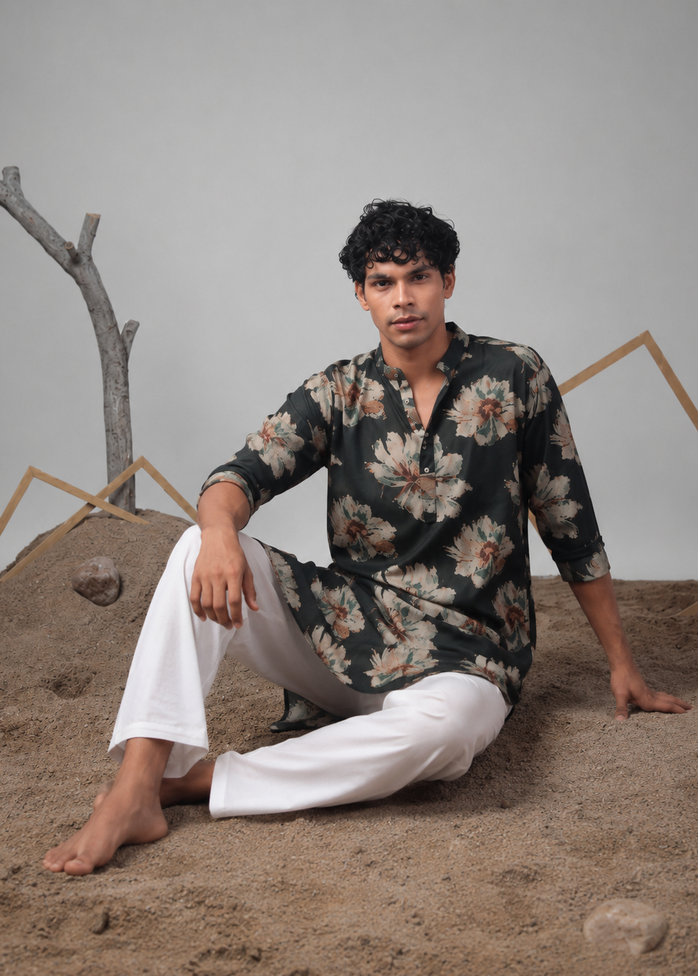Midnight Bloom Floral Kurta Trouser Set