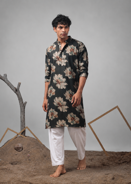 Midnight Bloom Floral Kurta Trouser Set