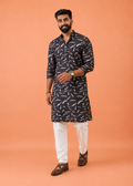 Men Abstract Printed Mandarin Collar Kurta Trouser Set