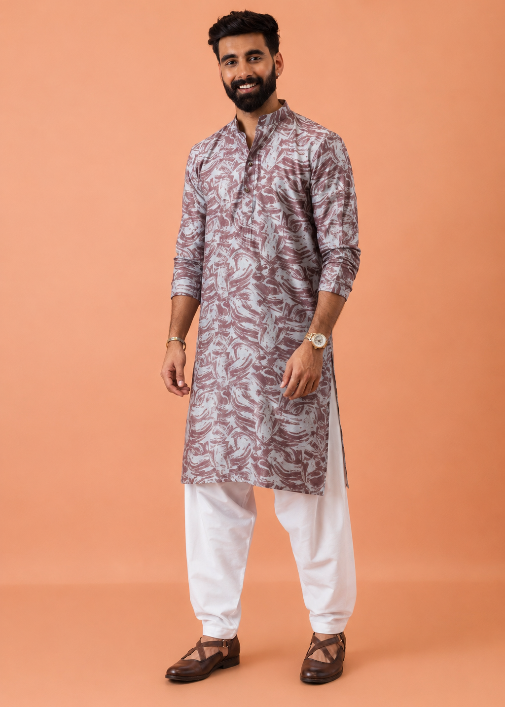 Men Abstract Aura Festive Kurta Churidar Set