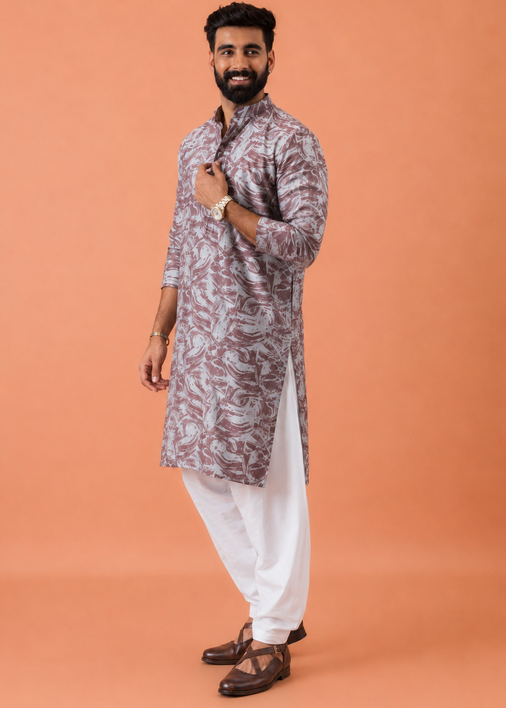 Men Abstract Aura Festive Kurta Churidar Set