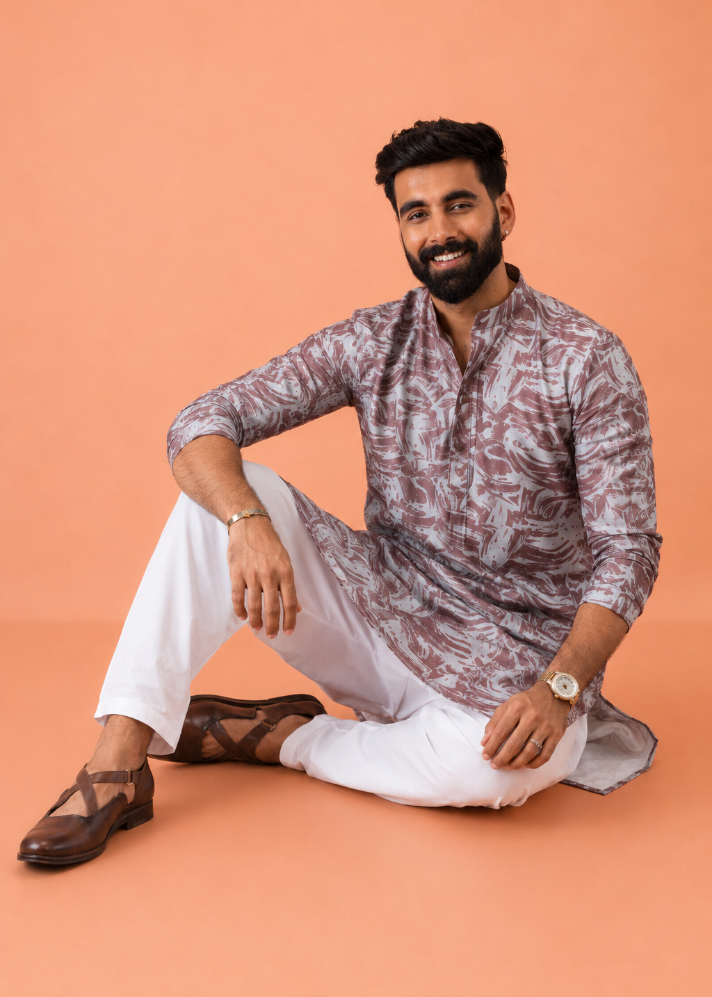 Men Abstract Aura Festive Kurta Churidar Set