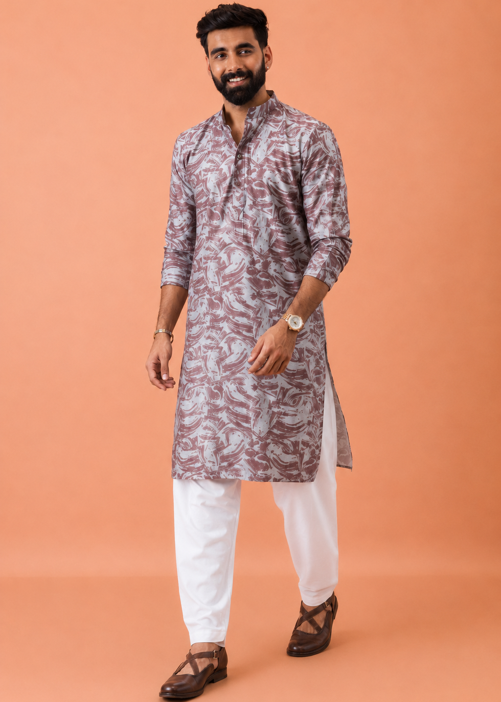 Men Abstract Aura Festive Kurta Churidar Set