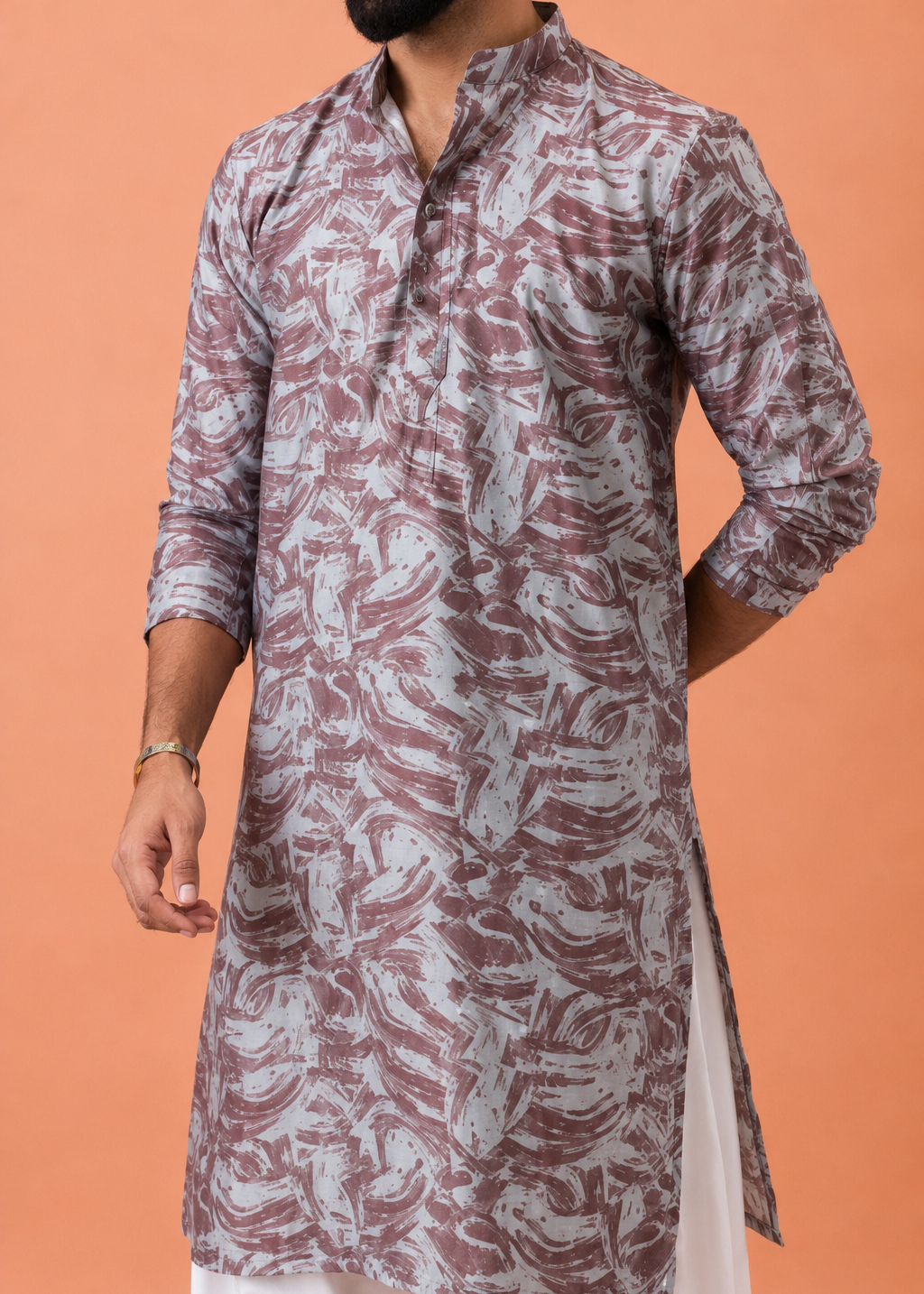 Men Abstract Aura Festive Kurta Churidar Set