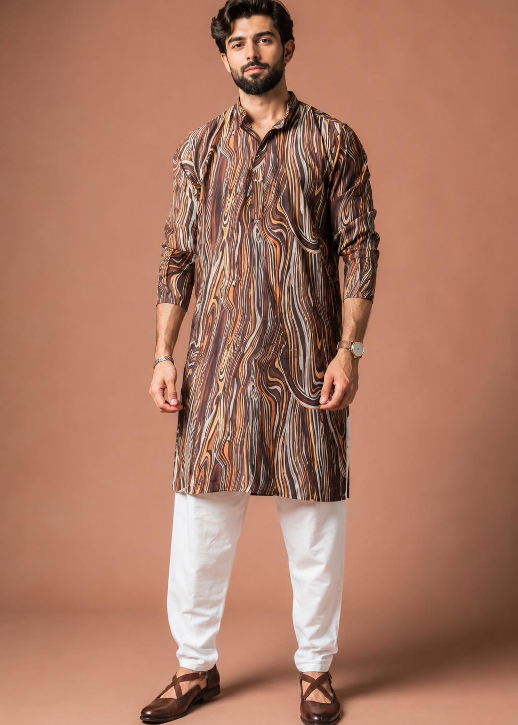 Men Multi color Abstract Print Kurta Pajama Set