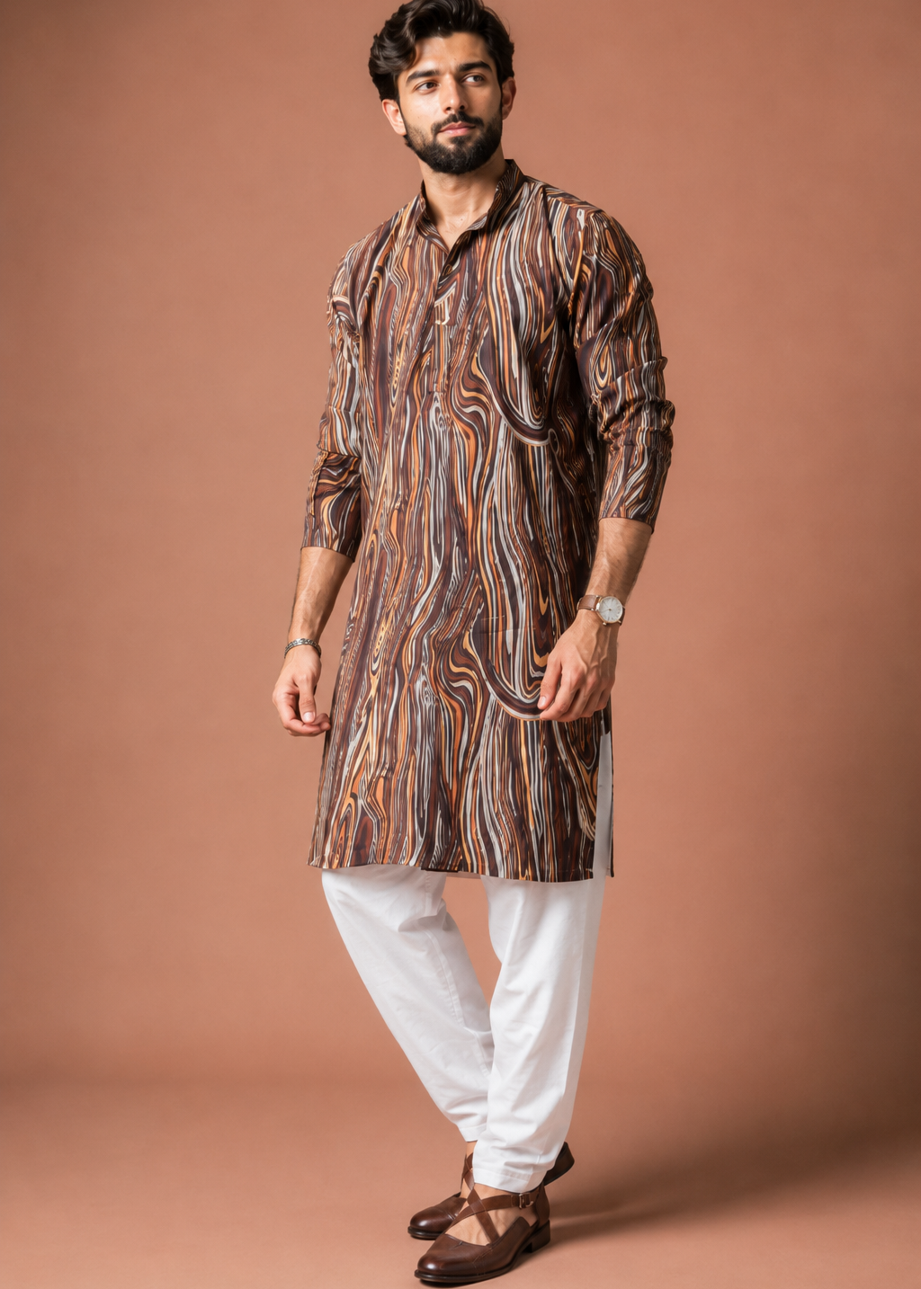 Men Multi color Abstract Print Kurta Pajama Set