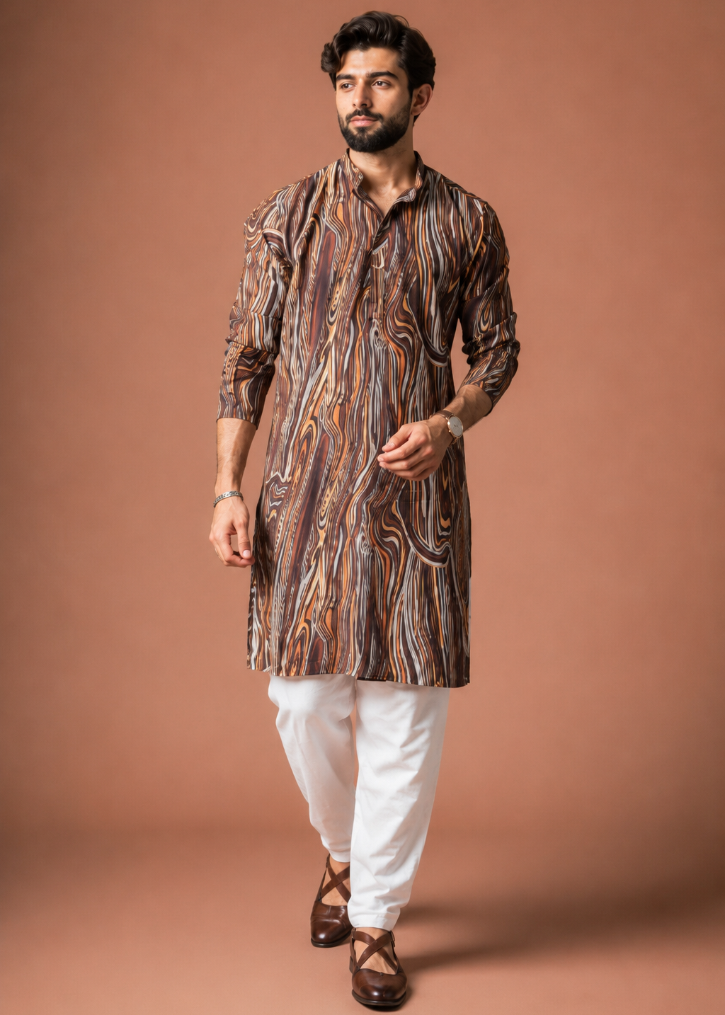Men Multi color Abstract Print Kurta Pajama Set