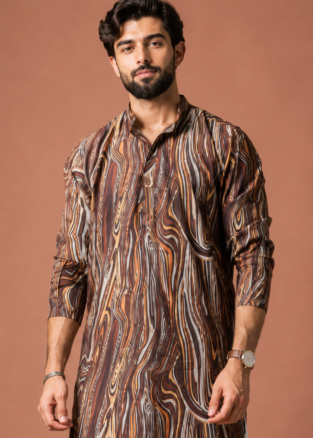 Men Multi color Abstract Print Kurta Pajama Set