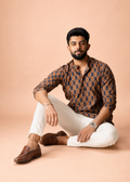 Royal Navy Ethnic Print Short Kurta
