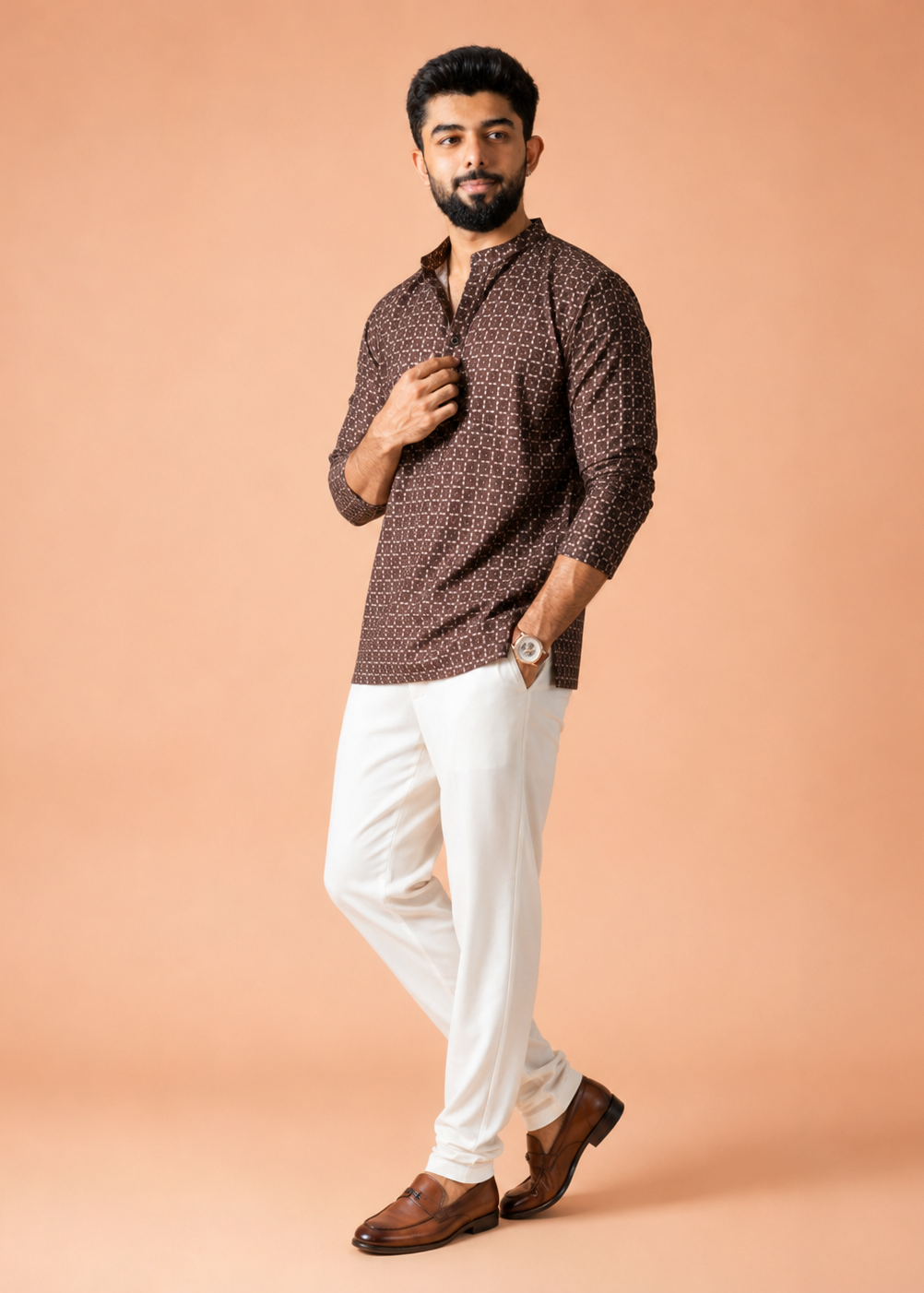 Rudra Geometric Print Short Kurta