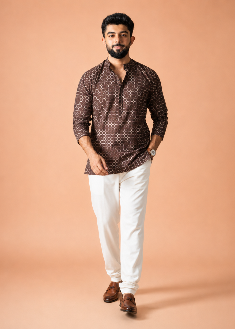 Rudra Geometric Print Short Kurta