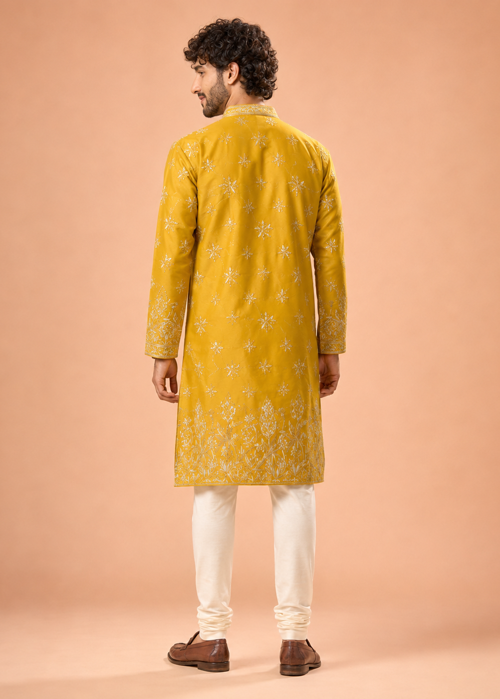 Mustard Embroidered Kurta Trouser Set