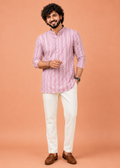 Men Pink Printed Short Kurta