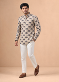 Elephant Print Men’s Short Kurta