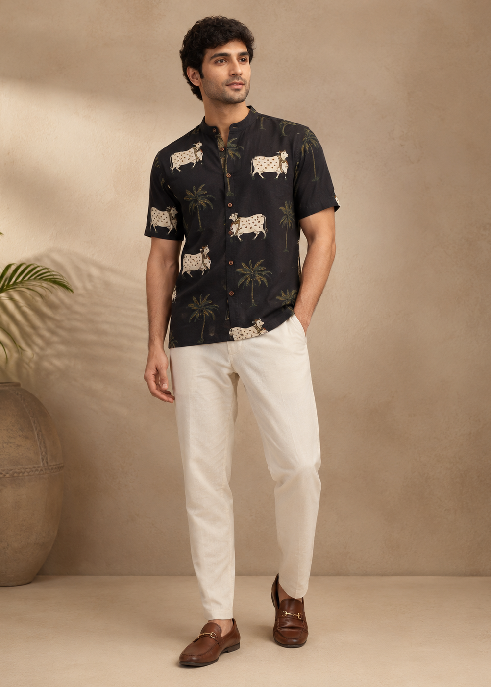Black Printed Short Kurta