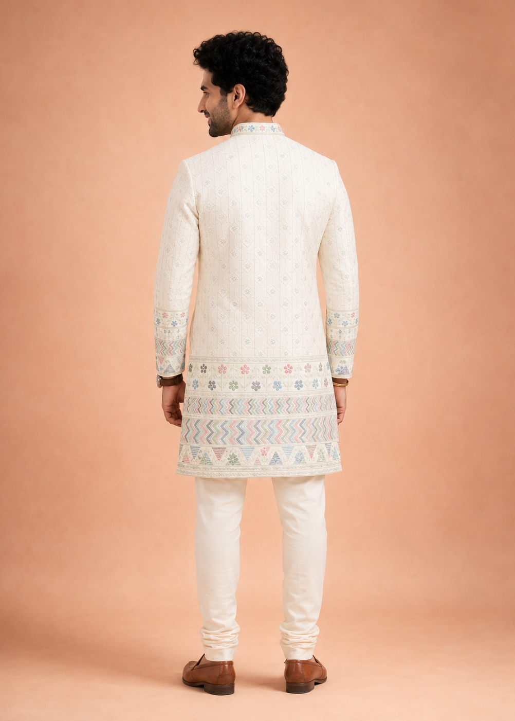 Ivory Embroidered Indo-Western Pant Set